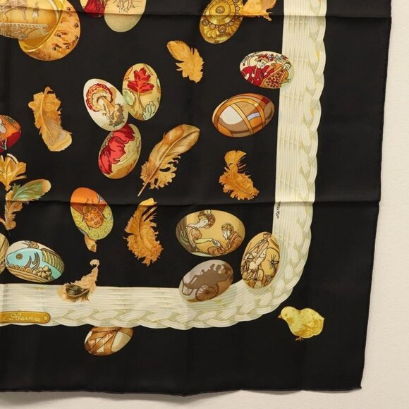 HERMES Carre 90 Scarf ""Couvee d'Hermes"" Silk Black - Picture 10 of 16